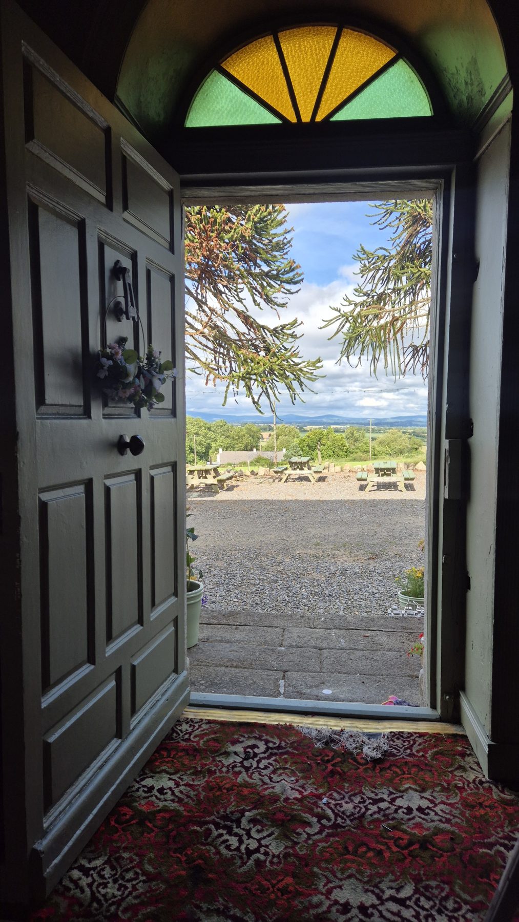 Gothic-arched antique mirror at Kyle Park Estate
